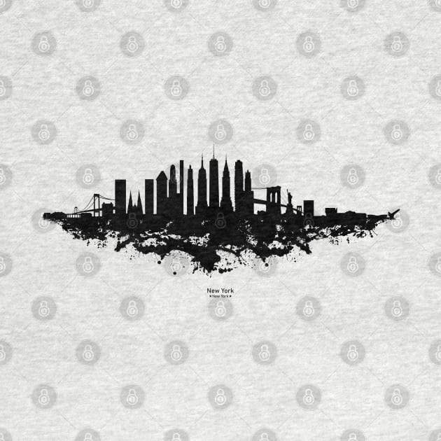 New York Skyline Watercolor Black and White by SPJE Illustration Photography